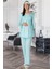 5353 Turkuaz Sabahlıklı Lohusa Pijama Takımı 2