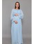 Babyshower Dökümlü Bebe Mavi Hamile Elbisesi 2