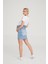 Lastikli Kısa Likralı Jean Etek Açık Mavi 1058 3