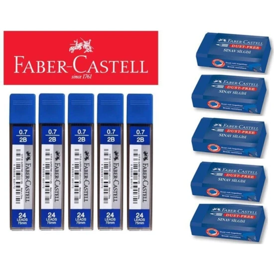 Faber-Castell 0.7 mm Uç 5'li +  Sınav Silgisi 5'li