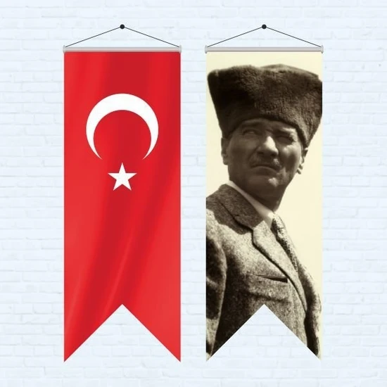 Özgüvenal Atatürk Posteri ve Türk Bayrağı Kırlangıç 70 x 200 cm 3