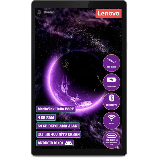 Lenovo Tab M10 TB-X306F 4 Gb+64 GB 10.1" IPS Tablet ZA7W0007TR Gri