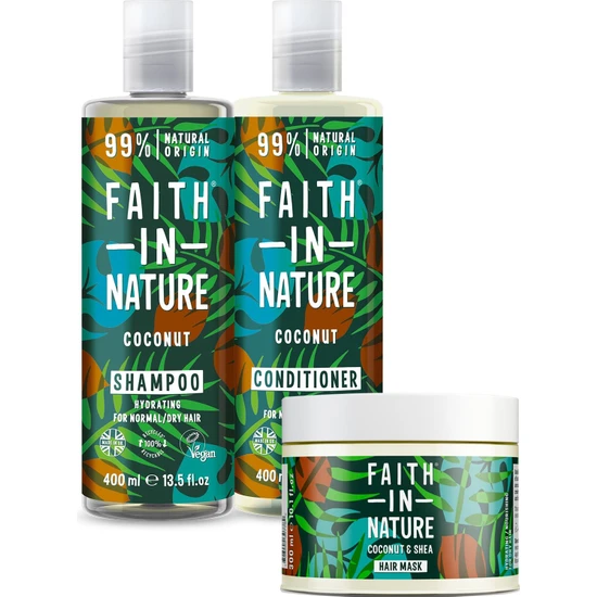 Faith in Nature  %99 Doğal Onarıcı Nemlendirici&besleyici Saç Bakım Serisi Kuru Saç Tipleri Için