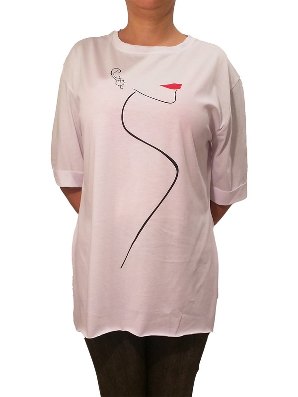 emelim bol kesim dokumlu incecik penye yirtmacli t shirt fiyati