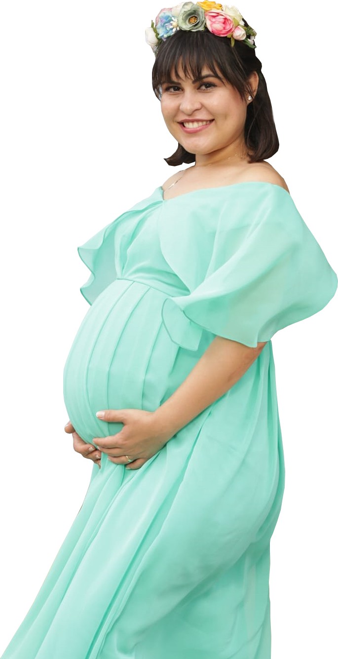 Moda Labio Babyshower Melek Kol Mint Yeşil Hamile Elbisesi
