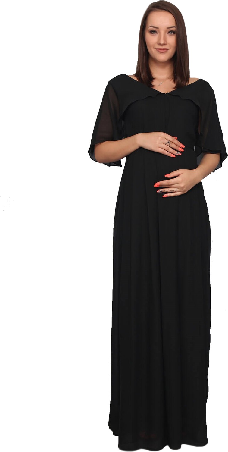 Moda Labio Babyshower Melek Kol Siyah Hamile Elbisesi