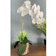 Nettenevime Yapay Çiçek Beyaz Islak Orkide Seramik Saksıda Tek Dal Orkide 60CM