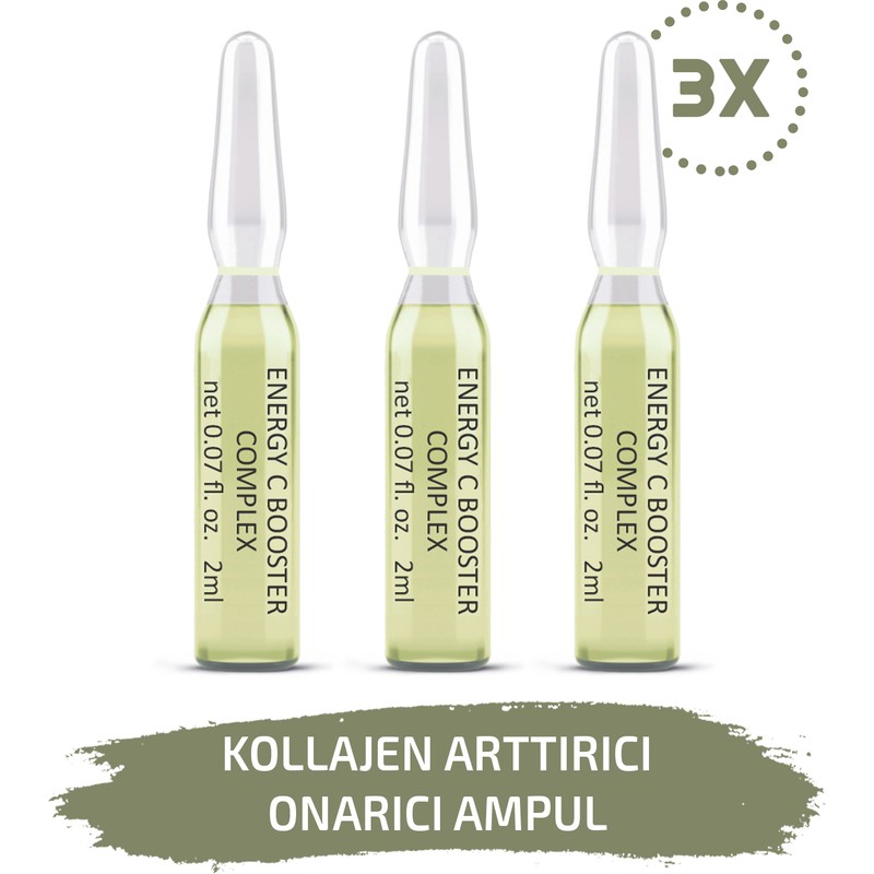 Skin Accents Kollajen Arttırıcı Onarıcı Ampul Energy C Complex Cilt Serumu 3 Adet Dermaroller Dermapen Serum