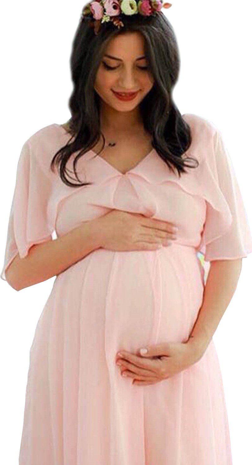Moda Labio Babyshower Melek Kol Pudra Hamile Elbisesi