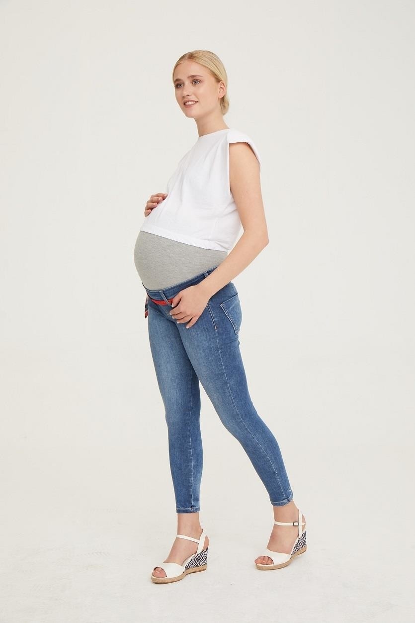 Vavien Hamile Skinny Jean Likralı Denim Pantolon Mavi 1085 görsel 5