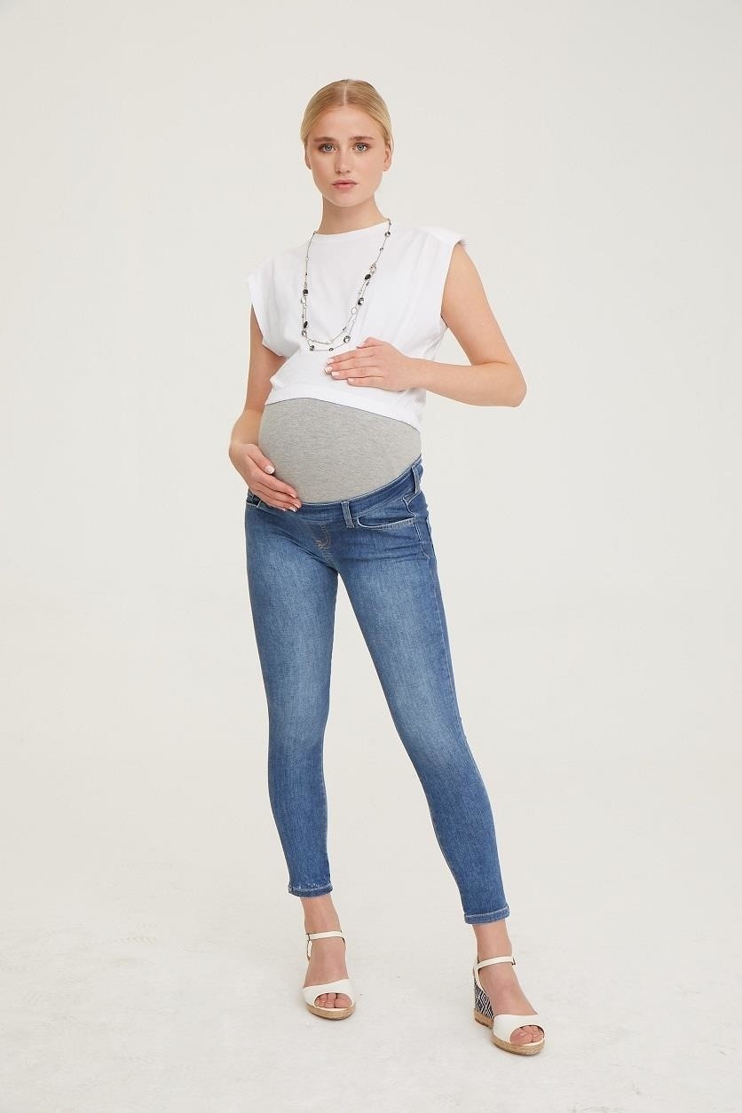 Vavien Hamile Skinny Jean Likralı Denim Pantolon Mavi 1085