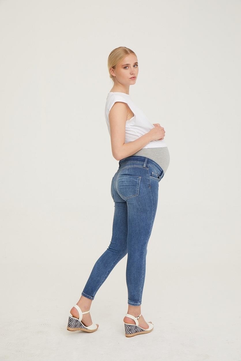 Vavien Hamile Skinny Jean Likralı Denim Pantolon Mavi 1085 görsel 3