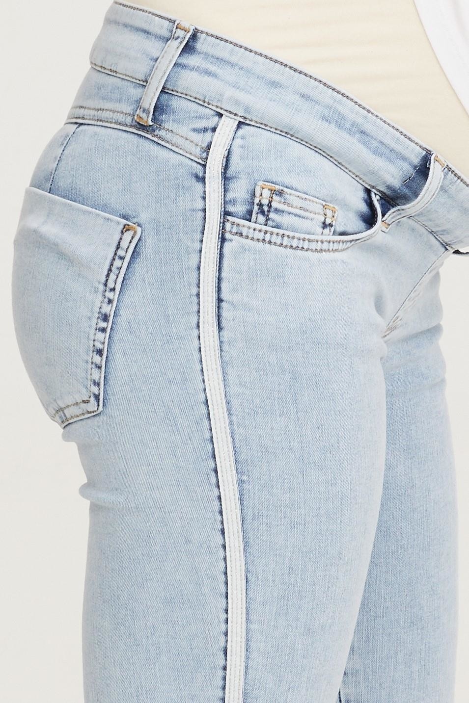 Vavien Hamile Skinny Jean Likralı Şerit Detaylı Pantolon Açık Mavi 1084 görsel 3
