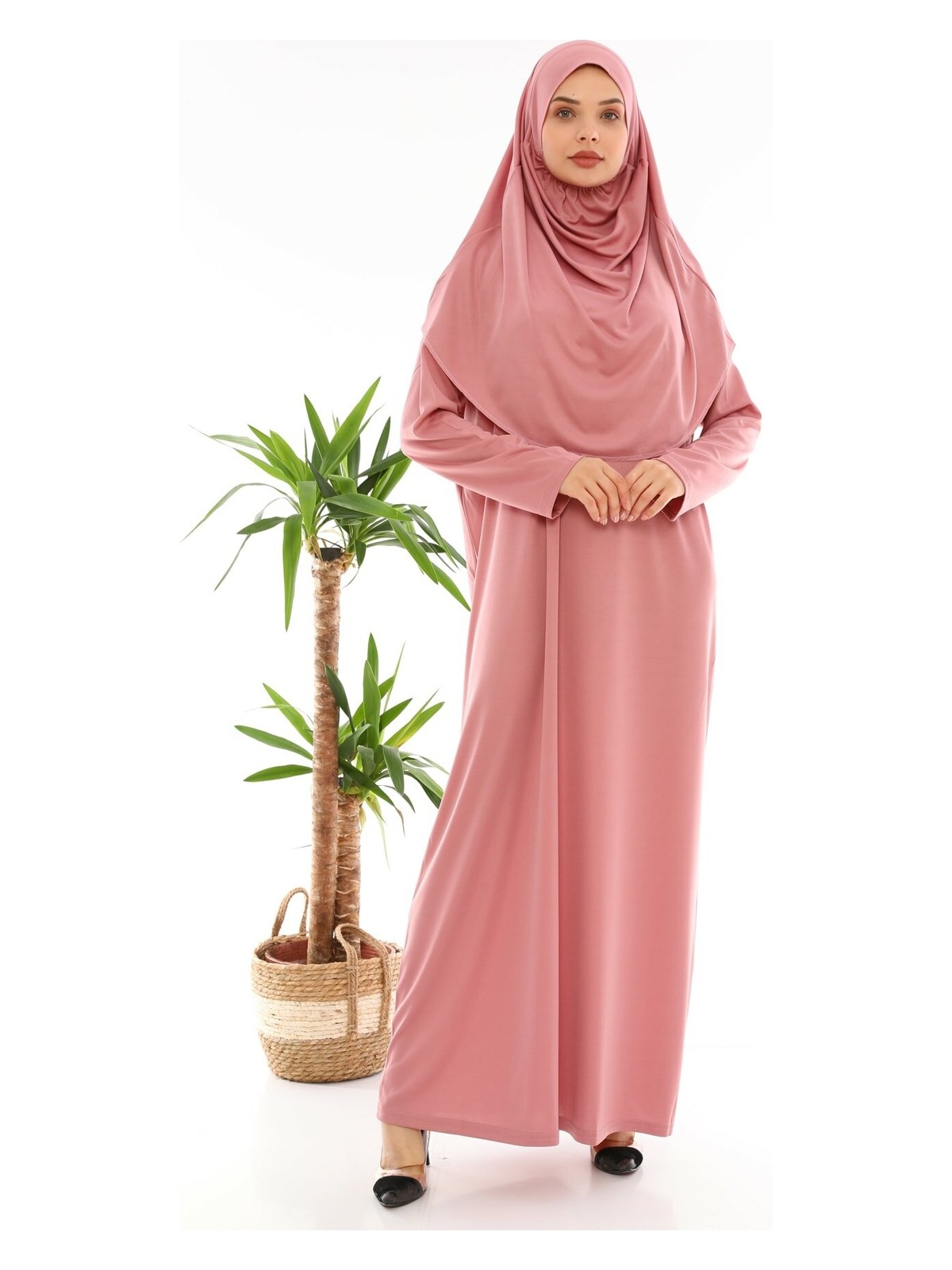 Medipek Kolay Giyilebilen Tek Parça Namaz Elbisesi Vizon - Görsel 9