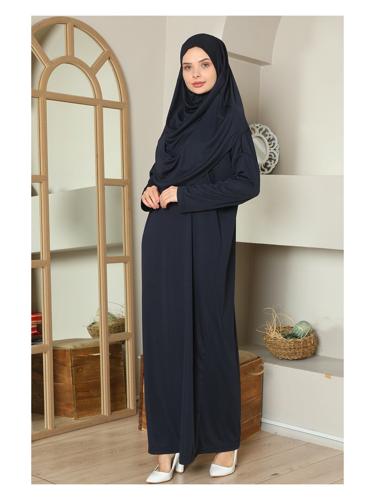 Medipek Kolay Giyilebilen Tek Parça Namaz Elbisesi Vizon - Görsel 3