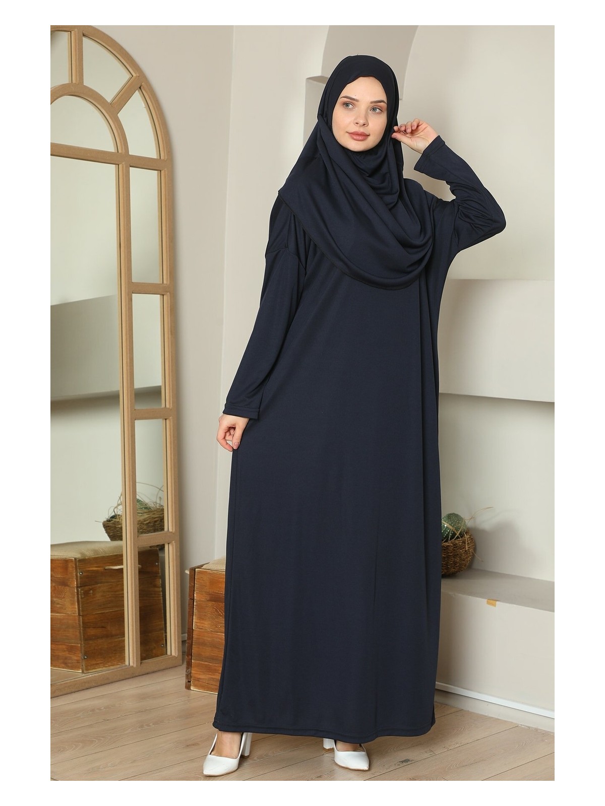 Medipek Kolay Giyilebilen Tek Parça Namaz Elbisesi Mürdüm - Görsel 3