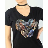 Gatto Butik Kadın T-Shirt Kuş Tüyü Desenli