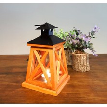 Evim Tatlı Evim Metal Çatılı Ahşap Mumluk Floransa 21CM