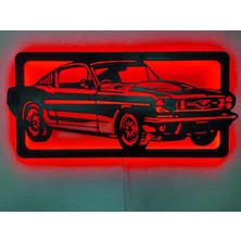 Dekoraven Mustang LED Işıklı Ahşap Dekoratif Tablo
