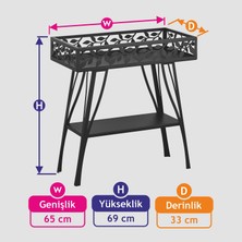 Vip Home Şık Dekorasyon Ferforje Çiçeklik ve Ayna Takımı Metal Çiçeklik