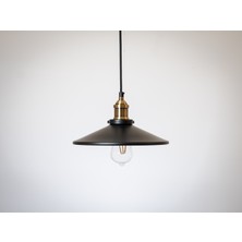 Riolight vinatege,retro mutfak,oda,otel,cafeler için siyah 1xe27 metal sarkıt avize çap:28cm