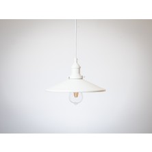 Riolight vintage,retro mutfak,oda,cafe,salonlar için beyaz 1xe27 metal sarkıt avize çap:28cm