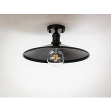 Riolight retro,vintage mutfak,oda,cafeler için siyah 1xe27 metal plofonyer avize çap:38cm