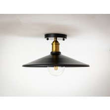 Riolight retro,vintage mutfak,oda,cafe,oteller için siyah 1xe27 metal plofonyer avize çap:38cm