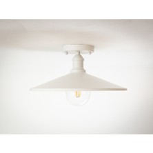 Riolight retro,vintage oda,mutfak,cafeler için beyaz 1xe27 duylu metal plofonyer avize çap:38cm