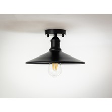 Riolight retro,vintage,rustik siyah 1xe27 duylu metal plofonyer tekli avize çap:28cm