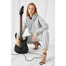 Gothamvibes Kadın Stay Oversize Gri Hoodie