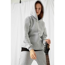Gothamvibes Kadın Stay Oversize Gri Hoodie