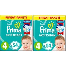 Prima Bebek Bezi Aktif Bebek 4 Beden 108 Adet Maxi Fırsat Paketi 9-14 kg