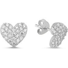 Altın Sepeti Altınsepeti Kalp Motifli Gümüş Küpe