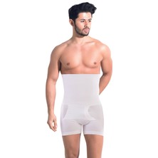 Secret Moda Erkek Toparlayıcı Dikişsiz Yüksek Bel Göbek Saklayan Duble Korse Beyaz