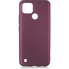Gpack Realme C21 Kılıf Korumalı Mat Soft Premier Silikon+Nano Glass Mürdüm