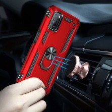 Case Street Oppo A92 Kılıf Vega Tank Standlı Yüzüklü Mıknatıslı+Nano Glass Kırmızı