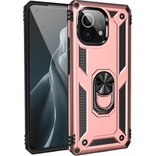 Case Street Xiaomi Mi 11 Lite Kılıf Vega Tank Standlı Yüzüklü Mıknatıslı+Nano Glass Bronz