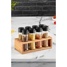 Joy Kitchen Lisa 8'li Ahşap Stantlı Baharatlık Seti
