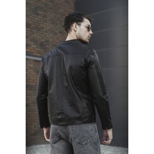 Oksit Filbert Slim Fit Polar Astarlı Kapütone Detaylı Deri Ceket