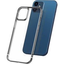 Baseus Shining Serisi Apple iPhone 12 - Apple iPhone 12 Pro 6.1 Metalik Parlak Çerçeveli Silikon Kılıf-Gümüş