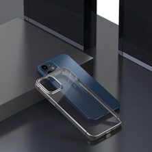 Baseus Shining Serisi Apple iPhone 12 - Apple iPhone 12 Pro 6.1 Metalik Parlak Çerçeveli Silikon Kılıf-Gümüş