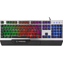 Rampage Km-26 Steely 4'lü Gaming Combo Profesyonel Oyuncu Seti Rainbow Aydınlatmalı Q Klavye + Kulaklık + Mouse + Mousepad