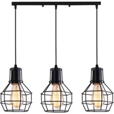 Mylights Retro Vintae Rustik Masa Üsütü Üçlü Kafes Avize En 60 cm MYL002405