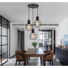 Mylights Vintage Rustik Retro Metal Sarkıt Üçlü Kafes Avize MYL002404