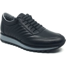 Lisans %100 Içi Dışı Hakiki Deri Erkek Kışlık Rahat Günlük Lastik Süs Bağcıklı Ayakkabı 40-44 41 Siyah