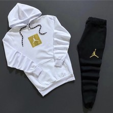 Amor Man Kapüşonlu Çıkmayan Göğüs Baskılı Içi Komple Pamuk 4 Iplik Outdoor Erkek Eşofman Takımı