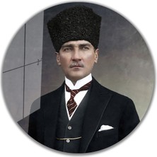 Idealizbiz Atatürk Cam Tablo Yuvarlak 4mm Dayanıklı Temperli Cam