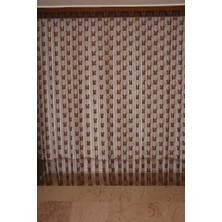 Akça Tekstil Kelebek Model Acı Kahve Renk İp Perde Hazır Düğmeleri Dikilmiş İp Perde 300 x 280 cm.