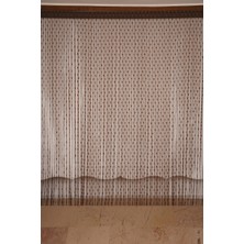 Akça Tekstil Küçük Puanlı Model Acı Kahve Renk İp Perde Hazır Düğmeleri Dikilmiş İp Perde 300 x 270 cm.